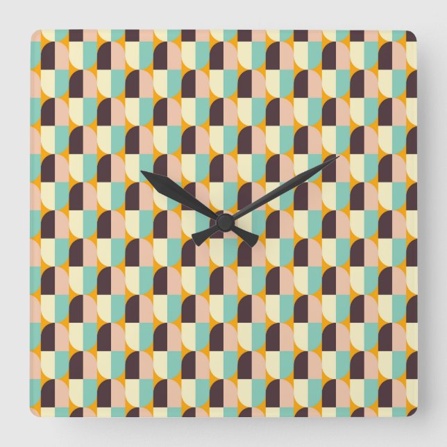 Relógio Quadrado Geometric pattern with overlapping half-circles (Frente)