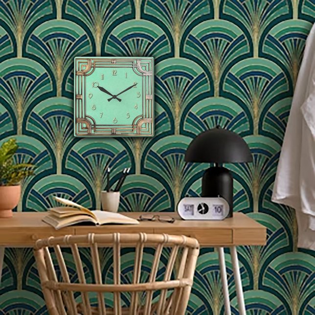 Relógio Quadrado Geometric perfection in an Art Deco Wall Clock (Criador carregado)