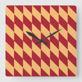 Relógio Quadrado Geométrico Amarelo e Vermelho