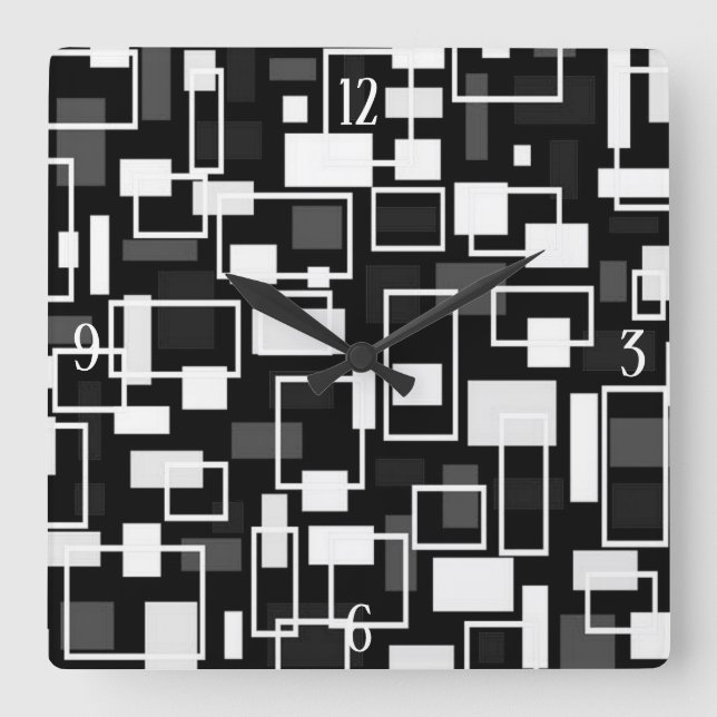 Relógio Quadrado Geométrico do meio século (Frente)