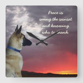 Relógio Quadrado German shepherd Sunset Wall Clock com Cotação