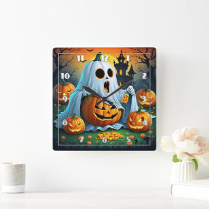 Relógio Quadrado Ghost delights in Halloween trata! 🎃