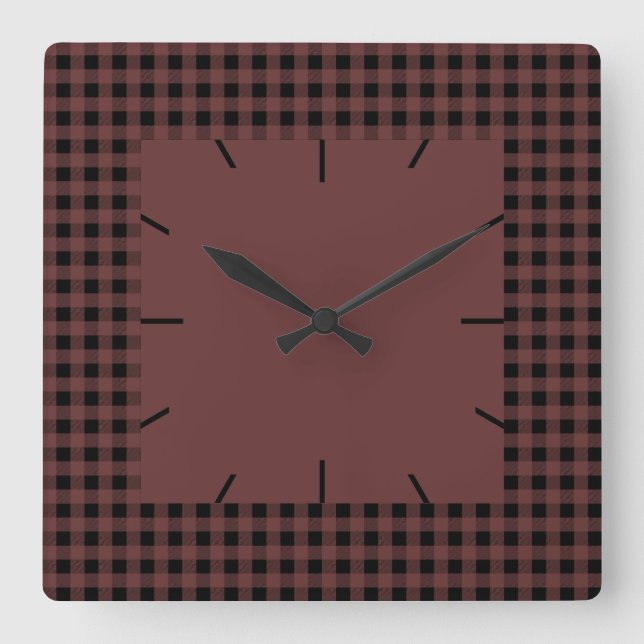 Relógio Quadrado Gingham Brown e Black (Frente)
