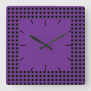 Relógio Quadrado Gingham Grape e Preto