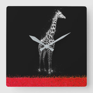Relógio Quadrado Girafa Brilhante