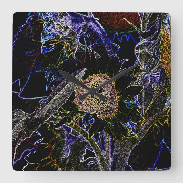 RELÓGIO QUADRADO GIRASSÓIS (Frente)