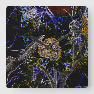 RELÓGIO QUADRADO GIRASSÓIS