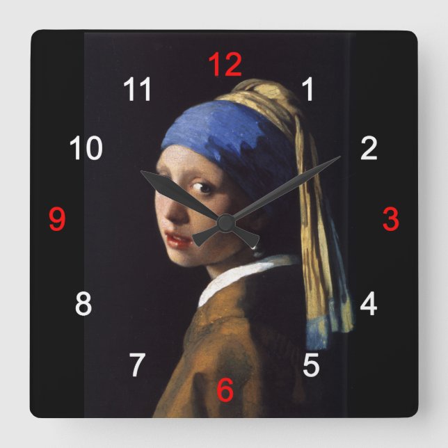 Relógio Quadrado Girl with a Pearl Earring (Frente)