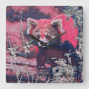 Relógio Quadrado GlitzyAnimal_RedPanda_005