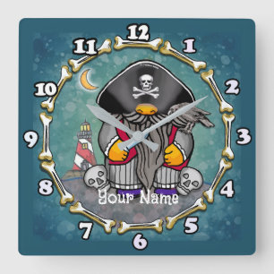 Relógio Quadrado Gnomo pirata