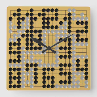 Relógio Quadrado Goban Clock - 1-12 (Black and White Stones)
