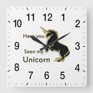 Relógio Quadrado Gold magical fairytale unicorn