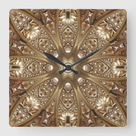 Relógio Quadrado Golden Ornate Frame Wall Clock