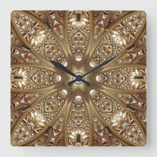 Relógio Quadrado Golden Ornate Frame Wall Clock