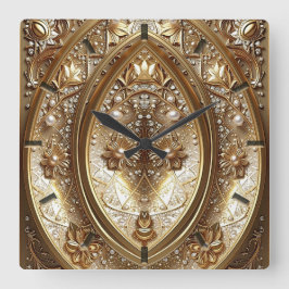 Relógio Quadrado Golden Ornate Frame Wall Clock