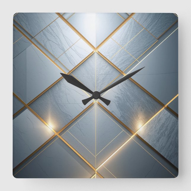 Relógio Quadrado Goldene Geometrie Marmor Luxus Muster (Frente)