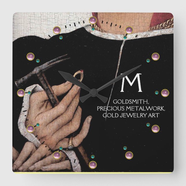 RELÓGIO QUADRADO GOLDSMITH,METALWORKER DE PRECIOSO,ARTE JUDAY DOURA (Frente)