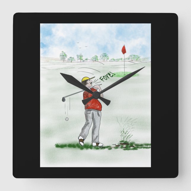 Relógio Quadrado Golf Wall Clock (Frente)