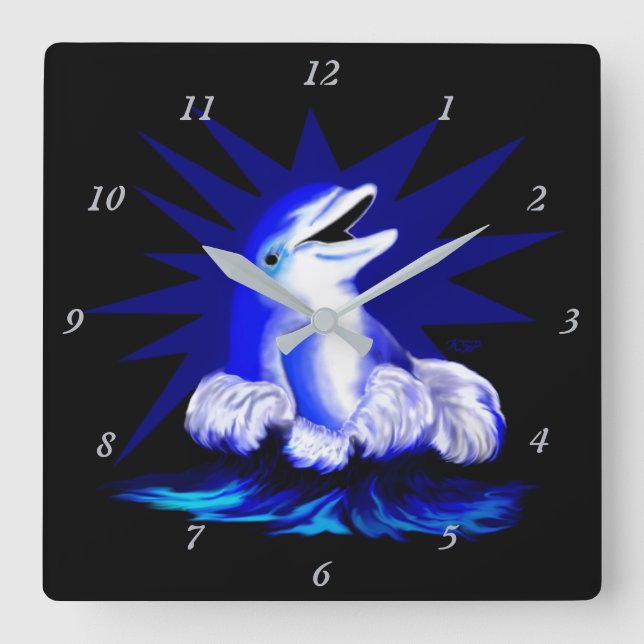 Relógio Quadrado Golfinho sorridente (Frente)