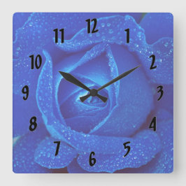 Relógio Quadrado Gotas De Chuva Num Rosa Azul