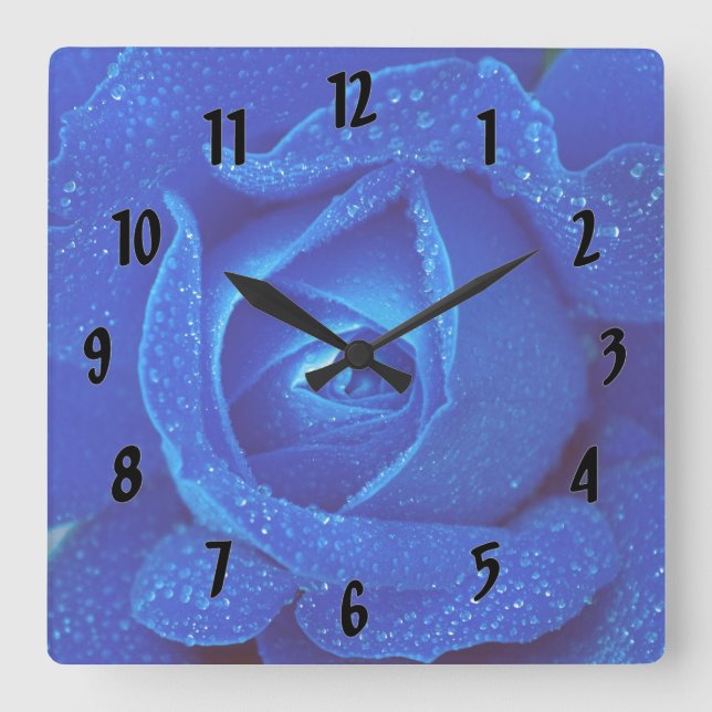 Relógio Quadrado Gotas De Chuva Num Rosa Azul (Frente)