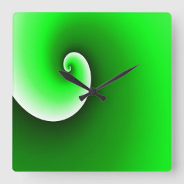 Relógio Quadrado Gradiente Espiral Branco Verde