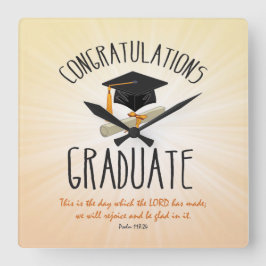 Relógio Quadrado Graduação religiosa Dourada Starburst com Boné Neg