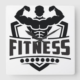 Relógio Quadrado Gráfico de Motivação para Fitness   Vida Forte e A