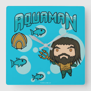 Relógio Quadrado Gráfico submarino de Aquaman   Chibi Aquaman