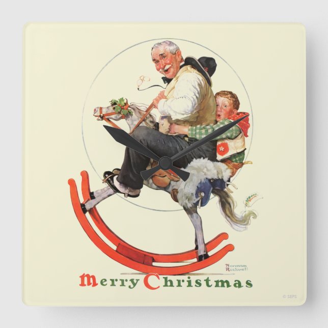 Relógio Quadrado Grampos sobre Cavalo Fogueiro (Frente)