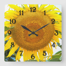 Relógio Quadrado Grande Girassol Floral Amarelo