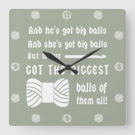 Relógio Quadrado Grandes bolas de fios ・ Sala de Artesanatos Croche