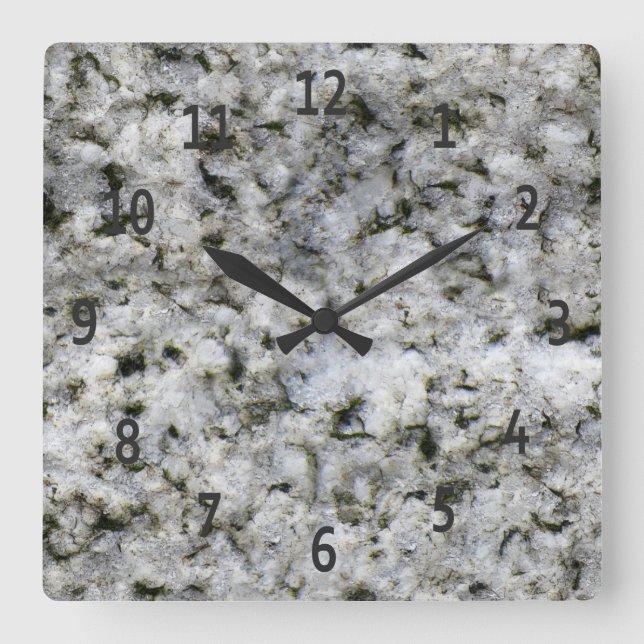 Relógio Quadrado Granite Rock White com Dígitos Pretos (Frente)