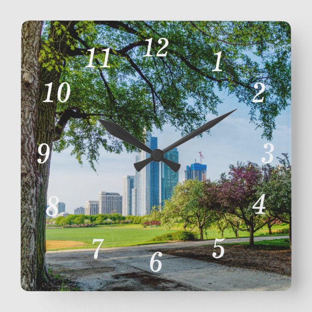 Relógio Quadrado Grant Park Morning Wall Clock (Frente)