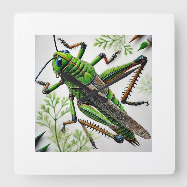 Relógio Quadrado Grasshopper in natural environment 251024IREF222 - (Frente)