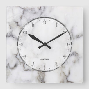 Relógio Quadrado Gray Marble Print With Gray Crackles Large Clock