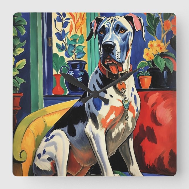 Relógio Quadrado Great Dane (Frente)