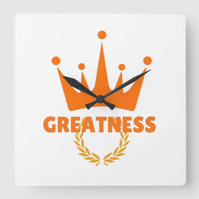 Relógio Quadrado Greatness | Inspirational Crown Success (Frente)