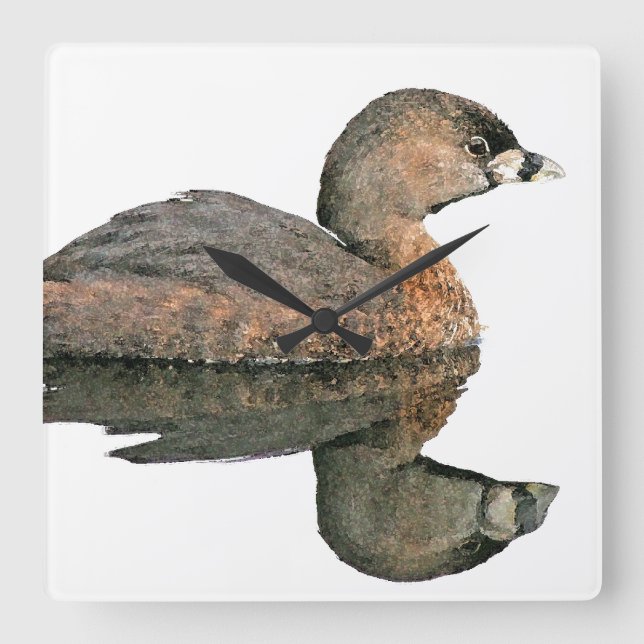 Relógio Quadrado Grebe Bird Wall Clock (Frente)