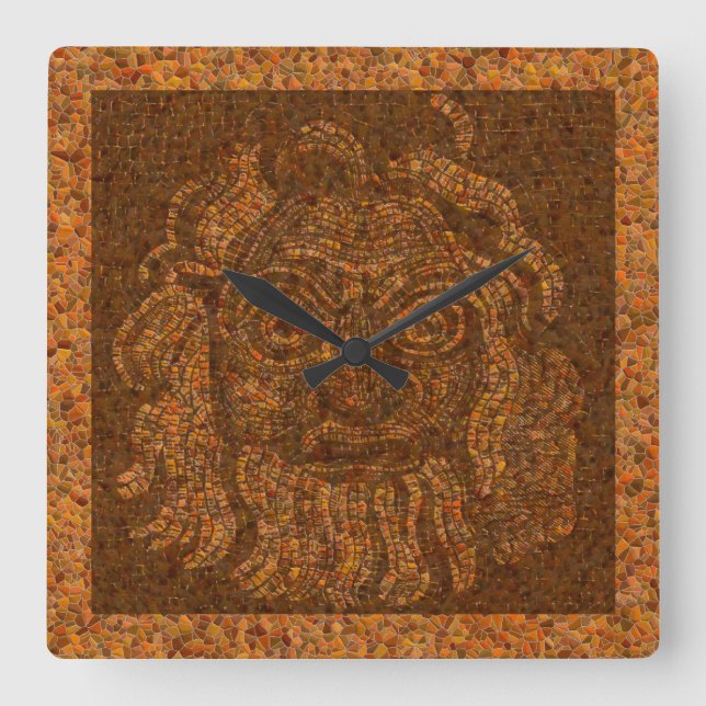 Relógio Quadrado Grecian Mosaic Stone (Frente)