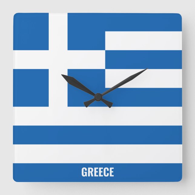 Relógio Quadrado Greece Flag Dazzling Patriotic (Frente)