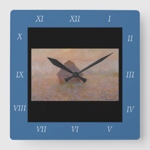 Relógio Quadrado Gretenstack de Claude Monet, Sun no Monte (1891)