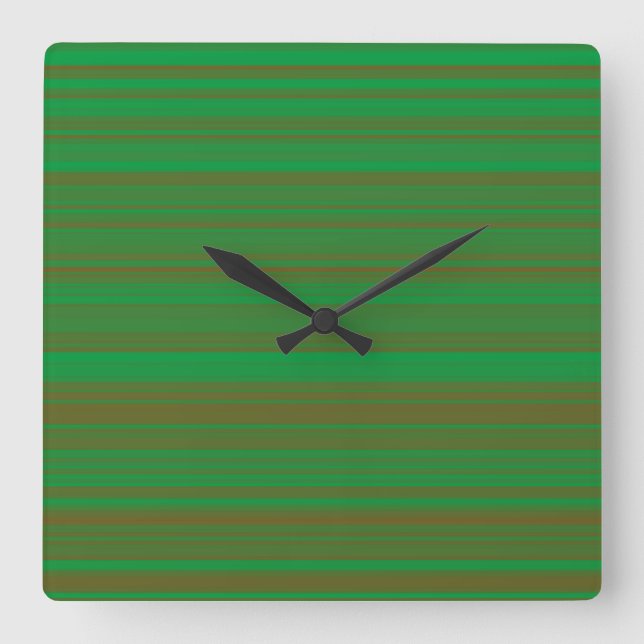 Relógio Quadrado Grey Brown Stripes Verde (Frente)