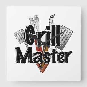 Relógio Quadrado Grill Master com Ferramentas de CHURRASCO
