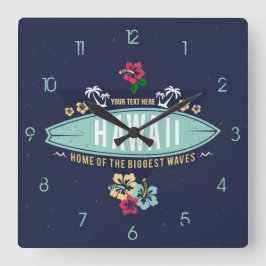 Relógio Quadrado Grunge Retro Vintage Aloha Havaí Surfista