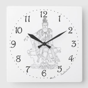 Relógio Quadrado Guan Yin Square Wall Clock