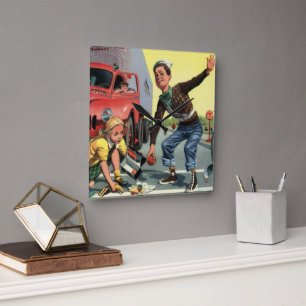 Relógio Quadrado Guarda de Trânsito da Patrulha de Segurança Antiga