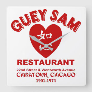 Relógio Quadrado Guey Sam Restaurant, Chinatown, Chicago, IL