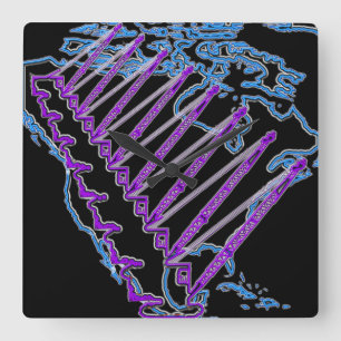 RELÓGIO QUADRADO GUINDASTE DE ESTEIRA ROLANTE DE NÉON DO OLHAR DO