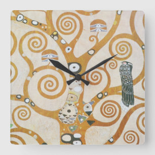 Relógio Quadrado Gustav Klimt A Árvore Da Vida Art Nouveau